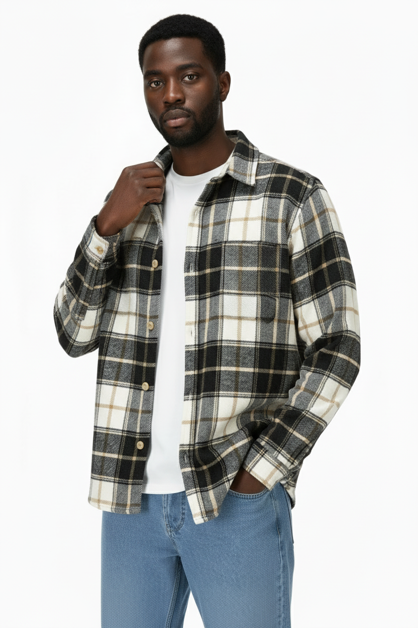 Camicione Uomo Giacca Flanella Fantasia Scozzese Art. Cm146