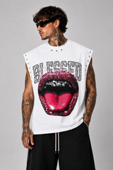 T-shirt Smanicata "Blessed" Con Borchie Art. Ct17