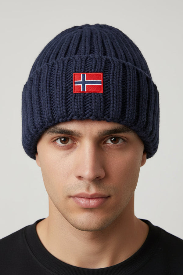 Cappello Norway Uomo in Maglia con Patch Bandiera Art. Ac119