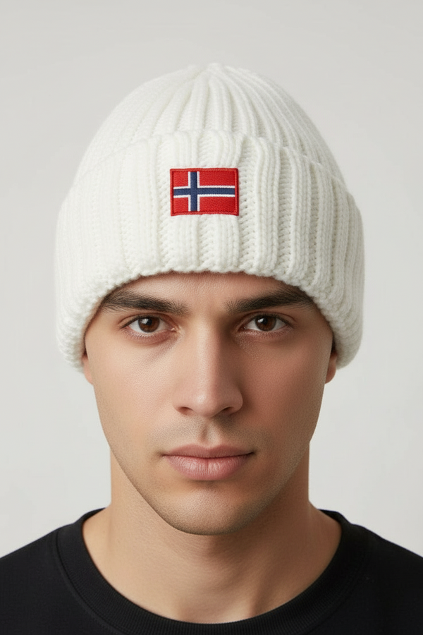 Cappello Norway Uomo in Maglia con Patch Bandiera Art. Ac119