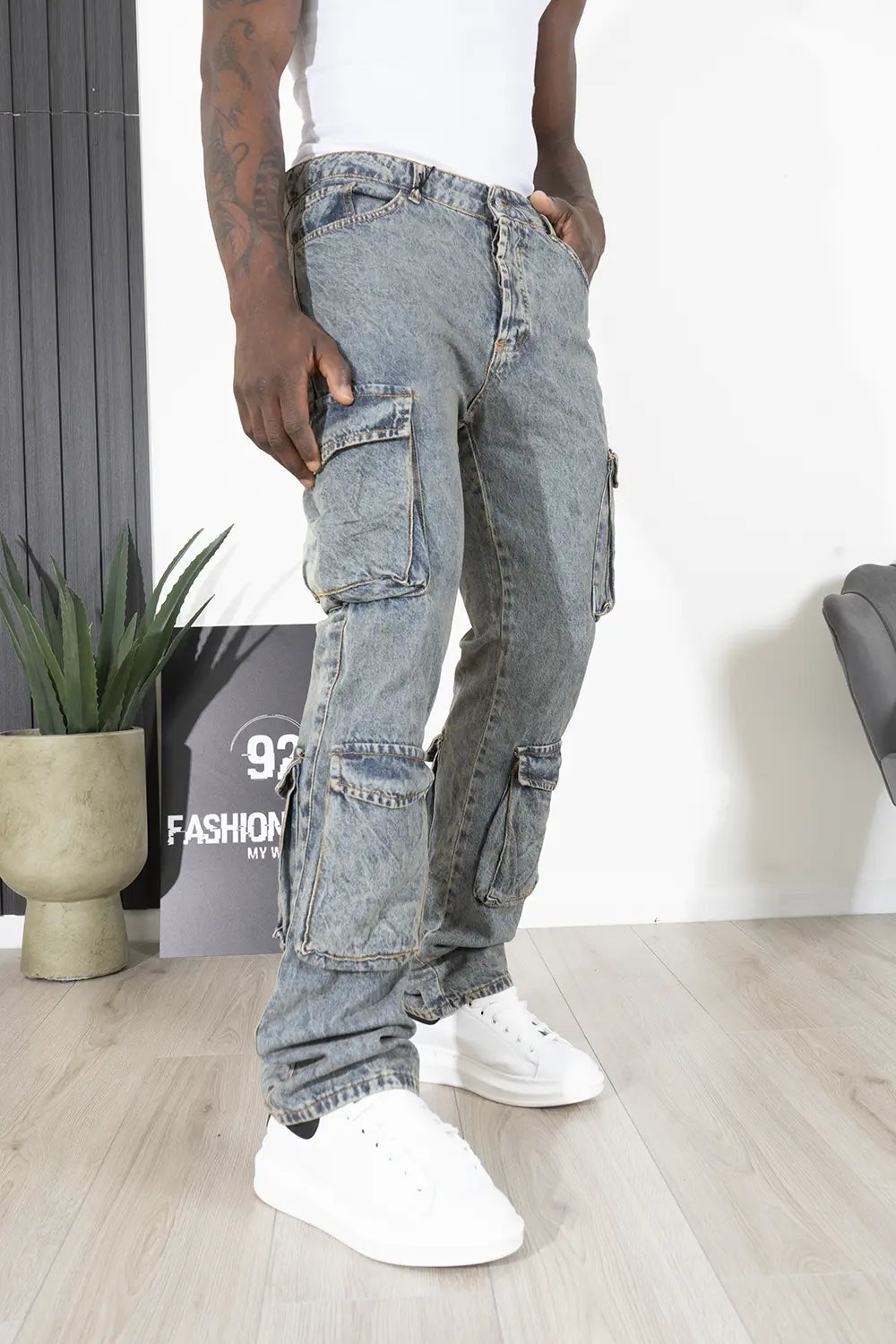 Jeans Cargo Flare Fondo Largo Art. JS524