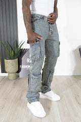 Jeans Cargo Flare Fondo Largo Art. JS524