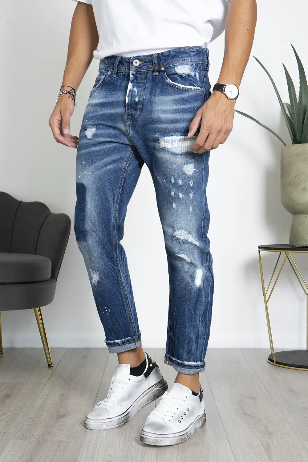 Jeans Con Toppa e Sfumature Art. Js474