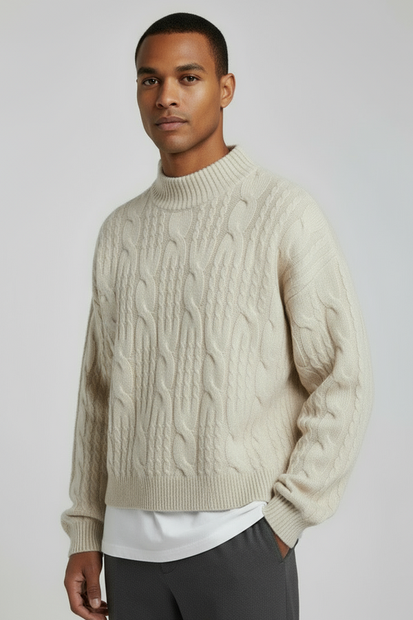 Maglione Uomo Intrecciato Mezzo Collo Crop Fit Art. Mg182