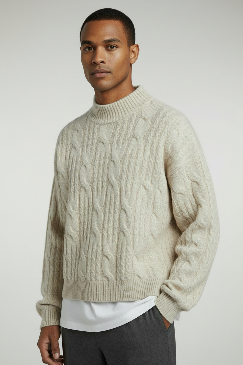 Maglione Uomo Intrecciato Mezzo Collo Crop Fit Art. Mg182