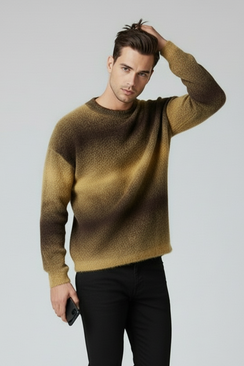 Maglione Uomo Degradé Morbido Sfumato Girocollo Art. Mg184