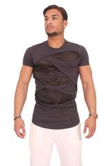 T-Shirt Uomo Strappi E fodera Rete Grigio Scuro Art. Ts94
