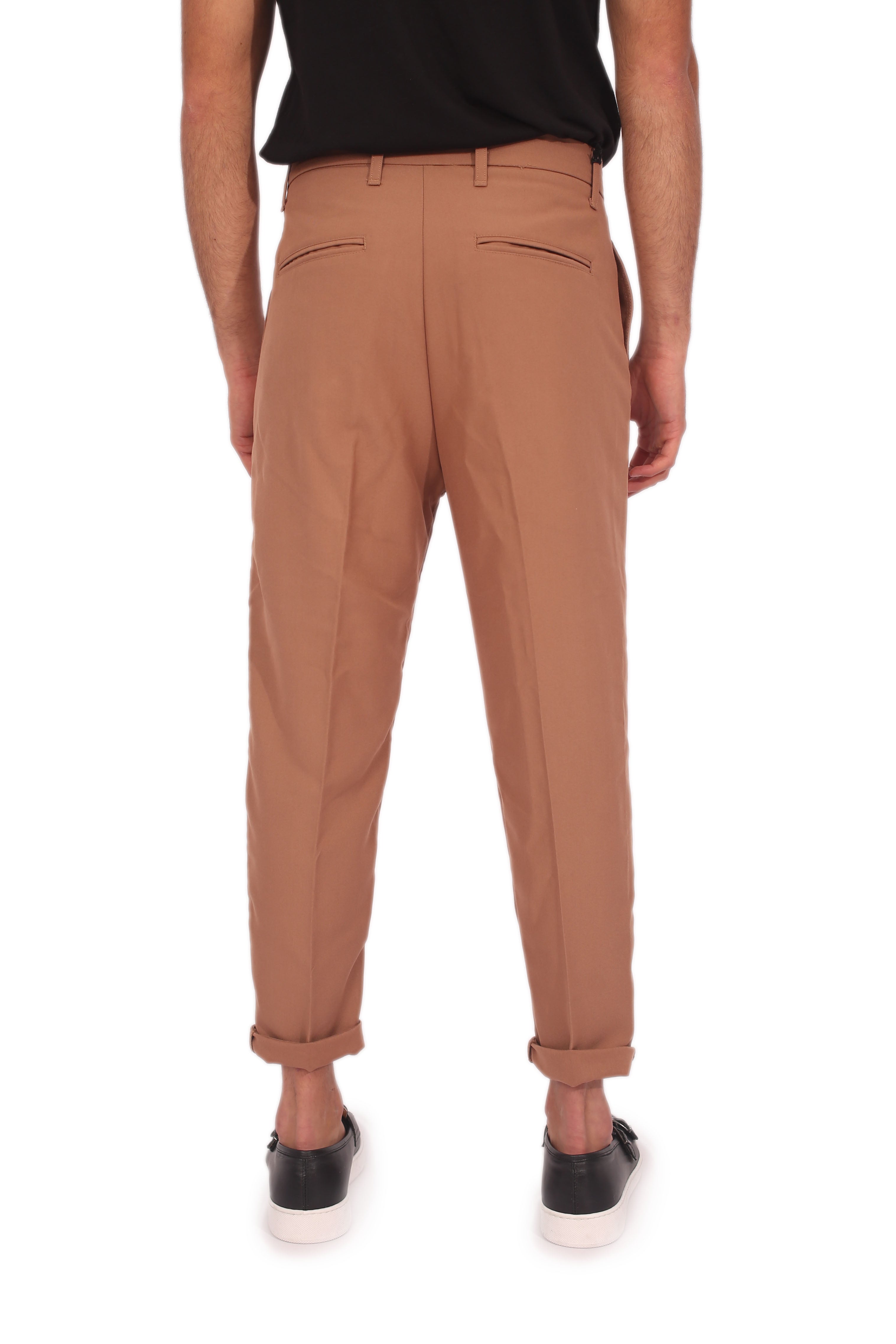 Pantalone Camel Uomo Cavallo Basso Con Pinces Bottone Laterale Tasca America Art. Pt78