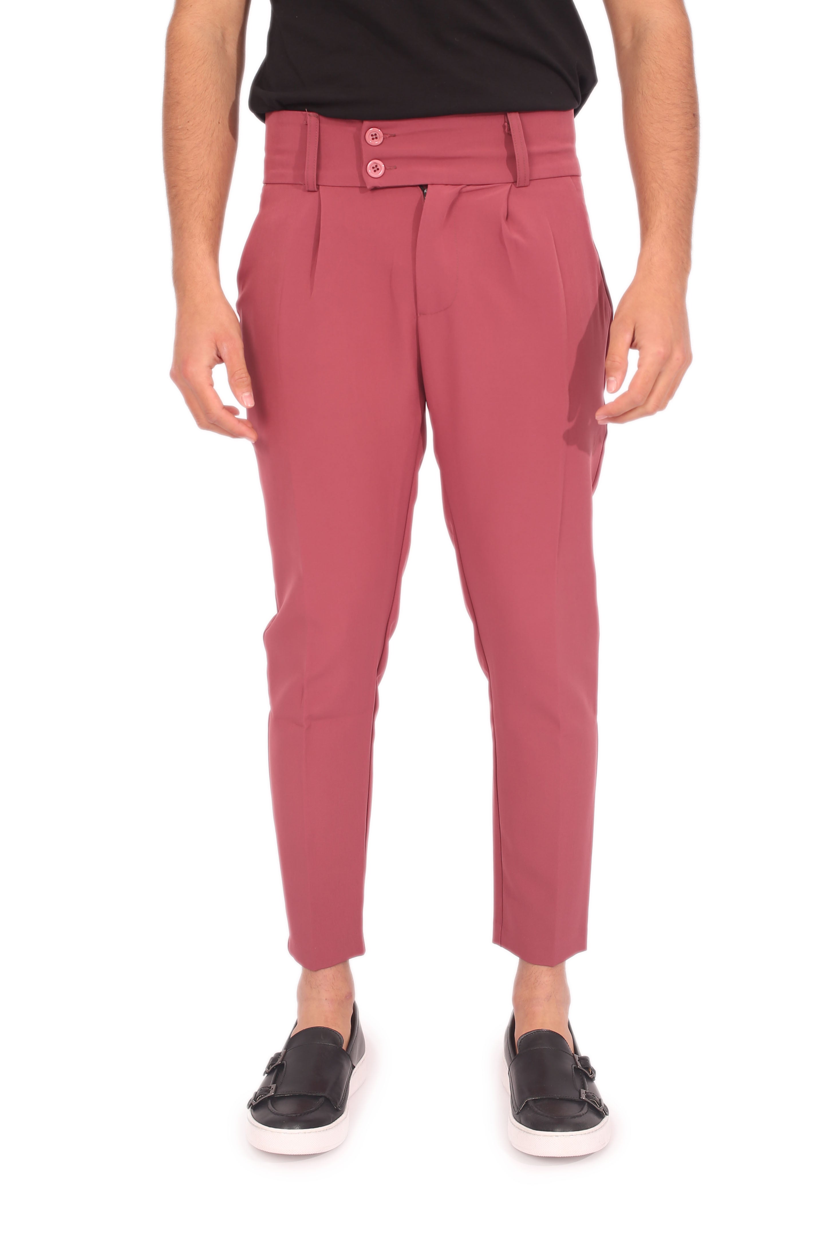 Pantalone Vita Alta Doppio Bottone Con Pinces Tasca America Art. Pt64