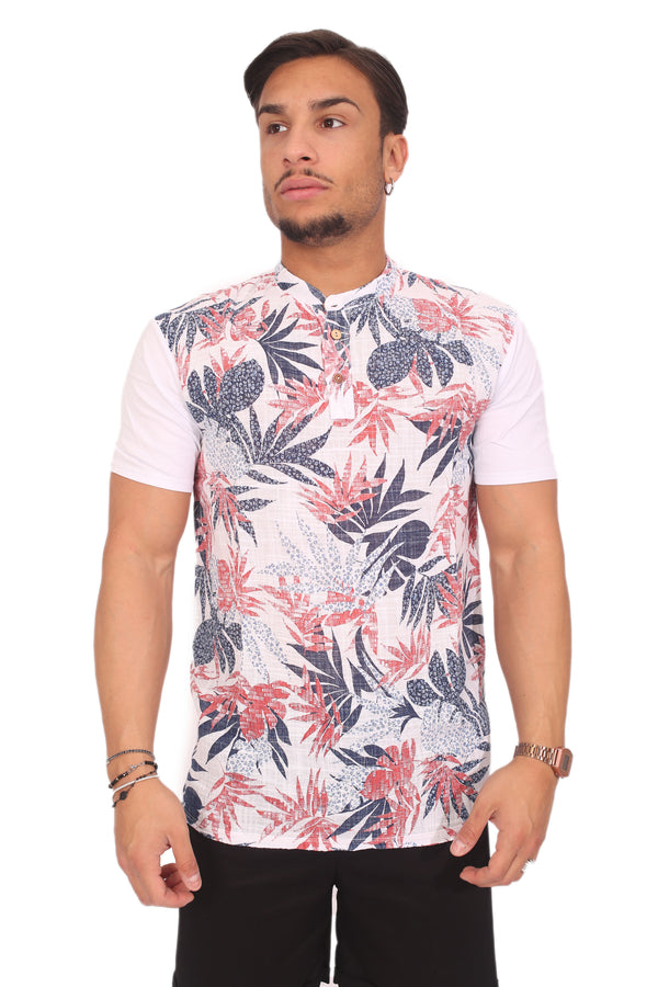 T-shirt homme avec boutons col rond Mix Flowers Art. Ts82