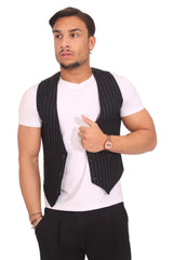 GILET UOMO RIGHE NERO ART. GL04