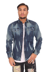 CAMICIA UOMO JEANS CIANOTIC MANICHE LUNGHE SFUMATURE ART. CM69