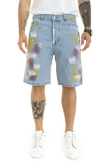Bermuda Uomo Jeans Con Macchie Colorate Art. Bm72