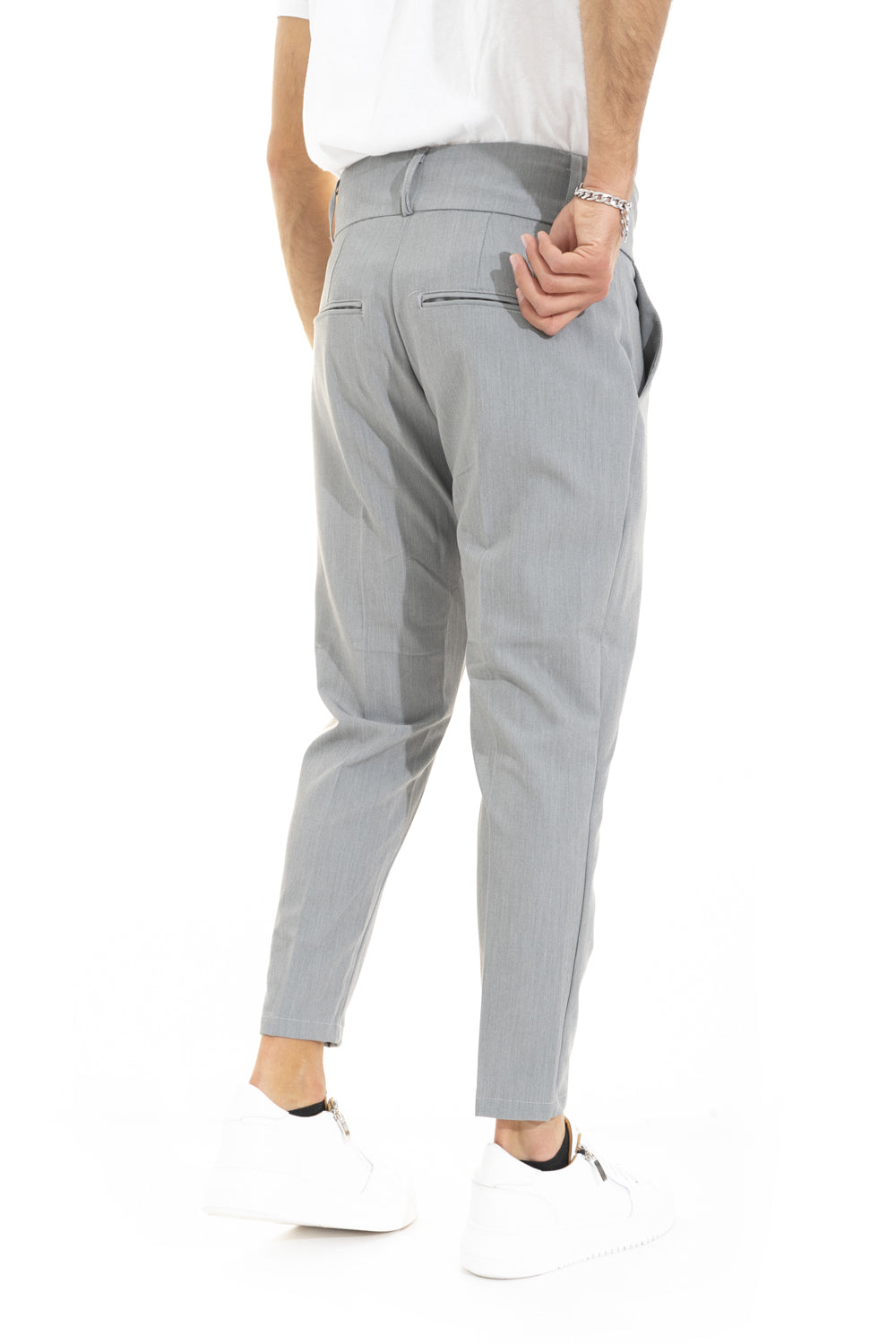 Pantalone Vita Alta Doppio Bottone Con Pinces Tasca America Art. Pt64