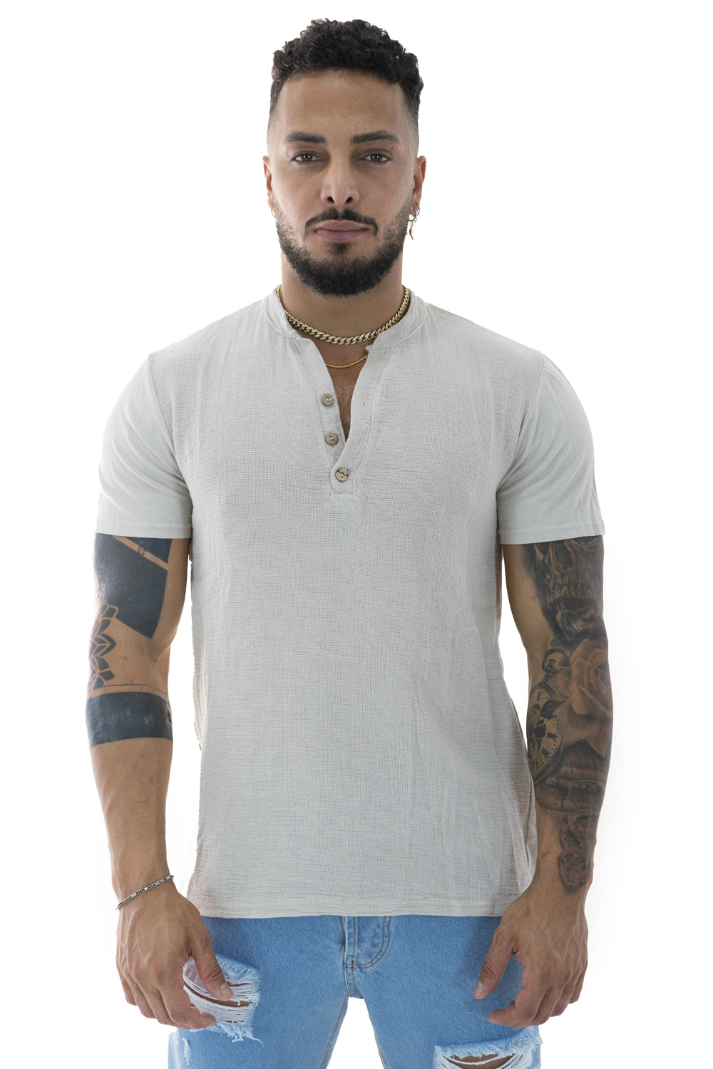 T-Shirt Uomo Cotone Con 3 bottoni Art. Ts141