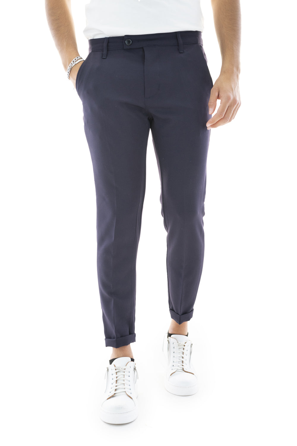 Pantalone Casual Uomo Tasca America Con Bottone Lato Art. Pt102