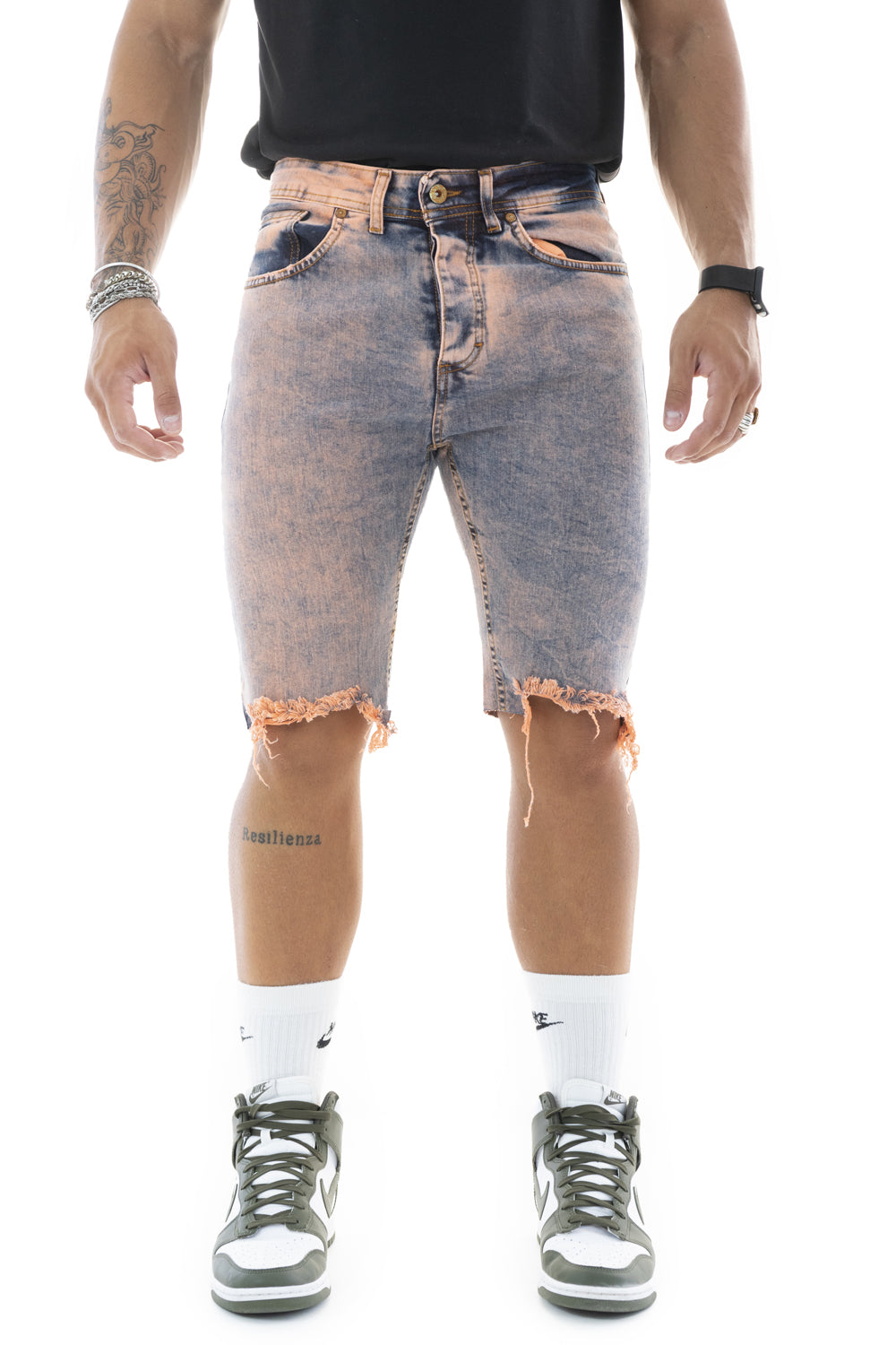 Bermuda Jeans Arancione Art.Fusion Cianotic Mod. 5 Tasche Color Art. Bm13