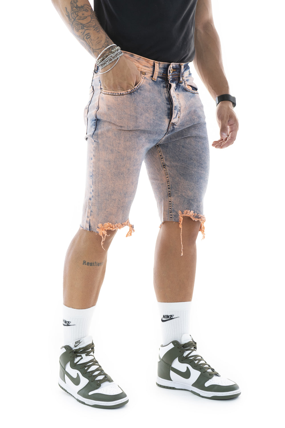 Bermuda Jeans Arancione Art.Fusion Cianotic Mod. 5 Tasche Color Art. Bm13