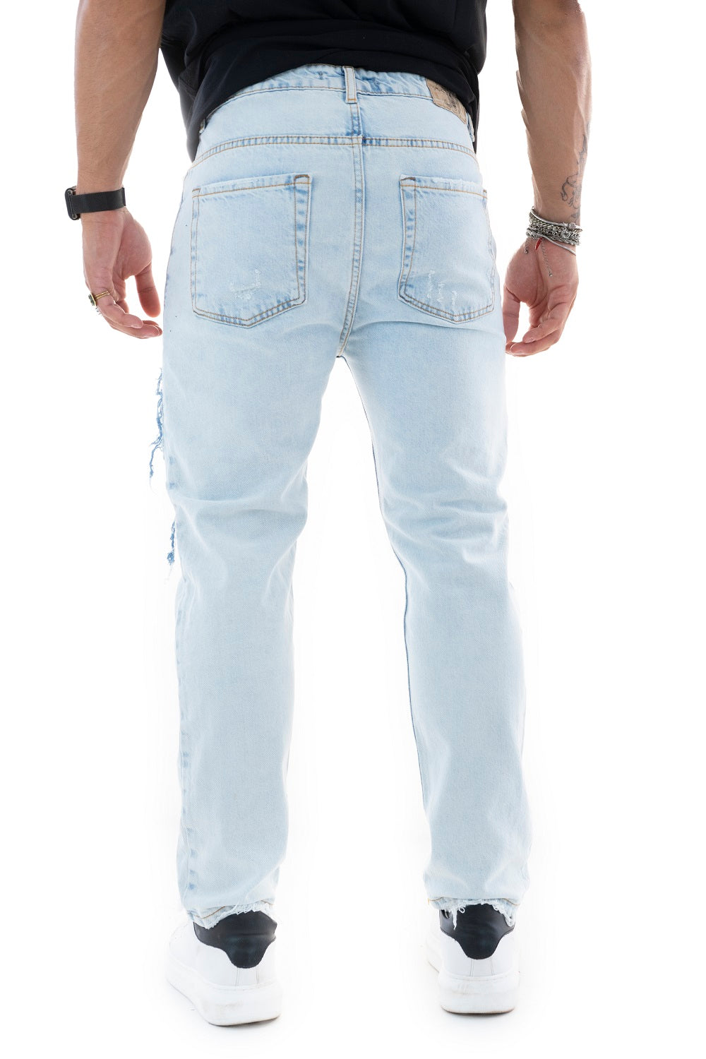 Jeans Uomo Con Toppe Rialzate e Abrasioni Art. Js265