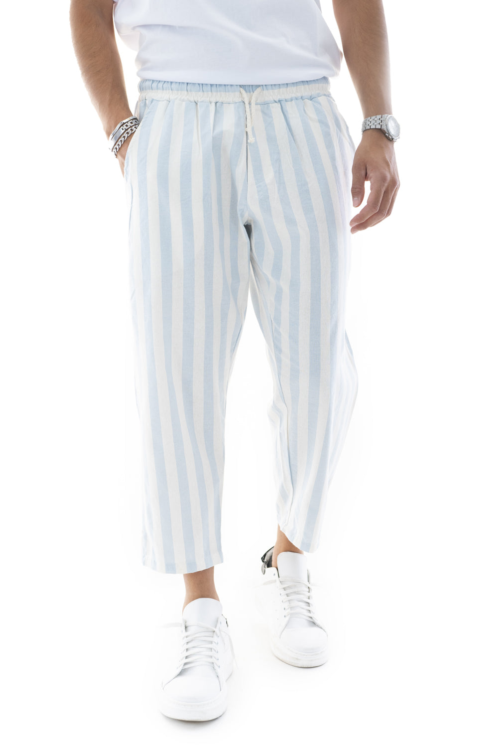 Pantalone Uomo Cotone Tasca America con Righe Art. Pt133