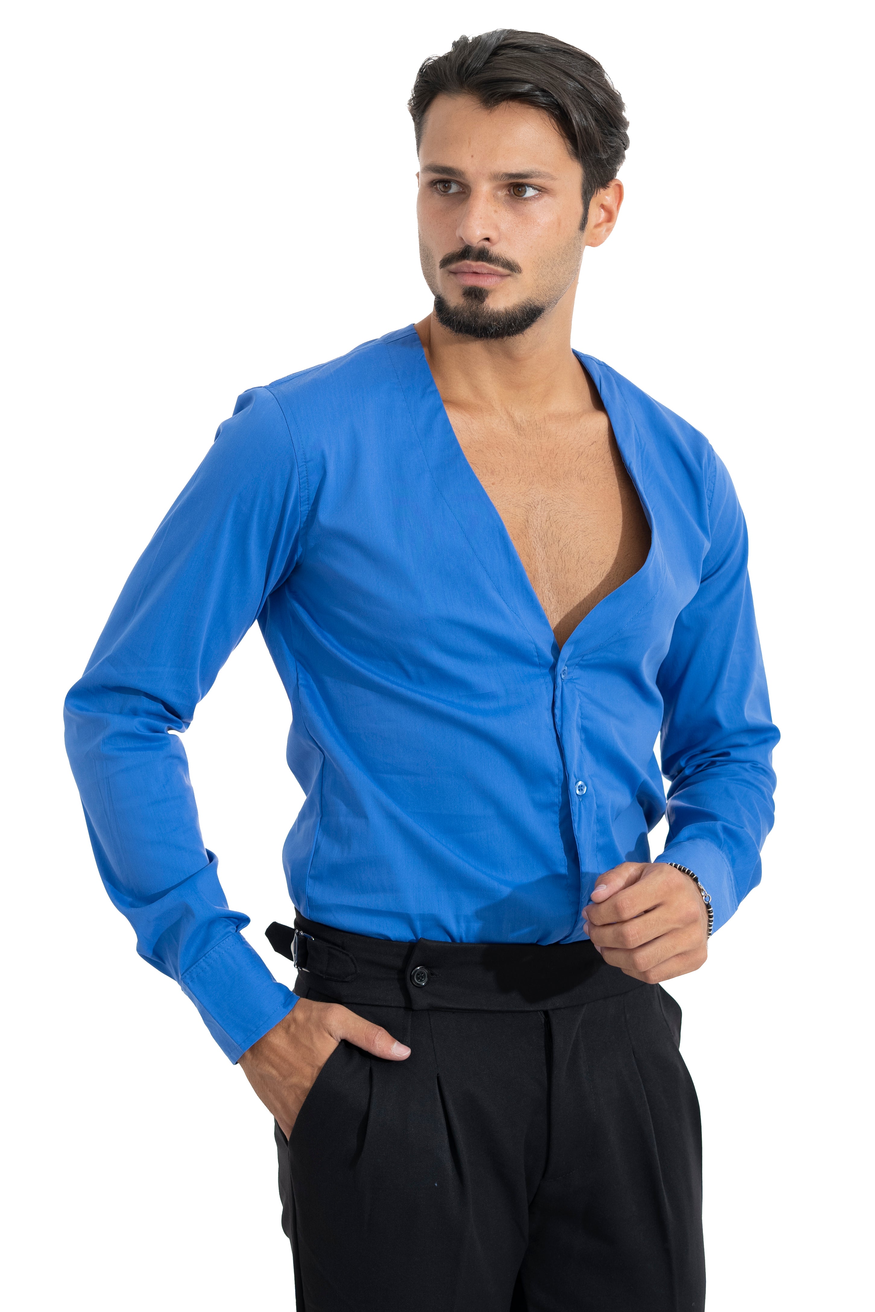 Camicia Uomo Con Scollo a ''V'' Manica Lunga Art. Cm111