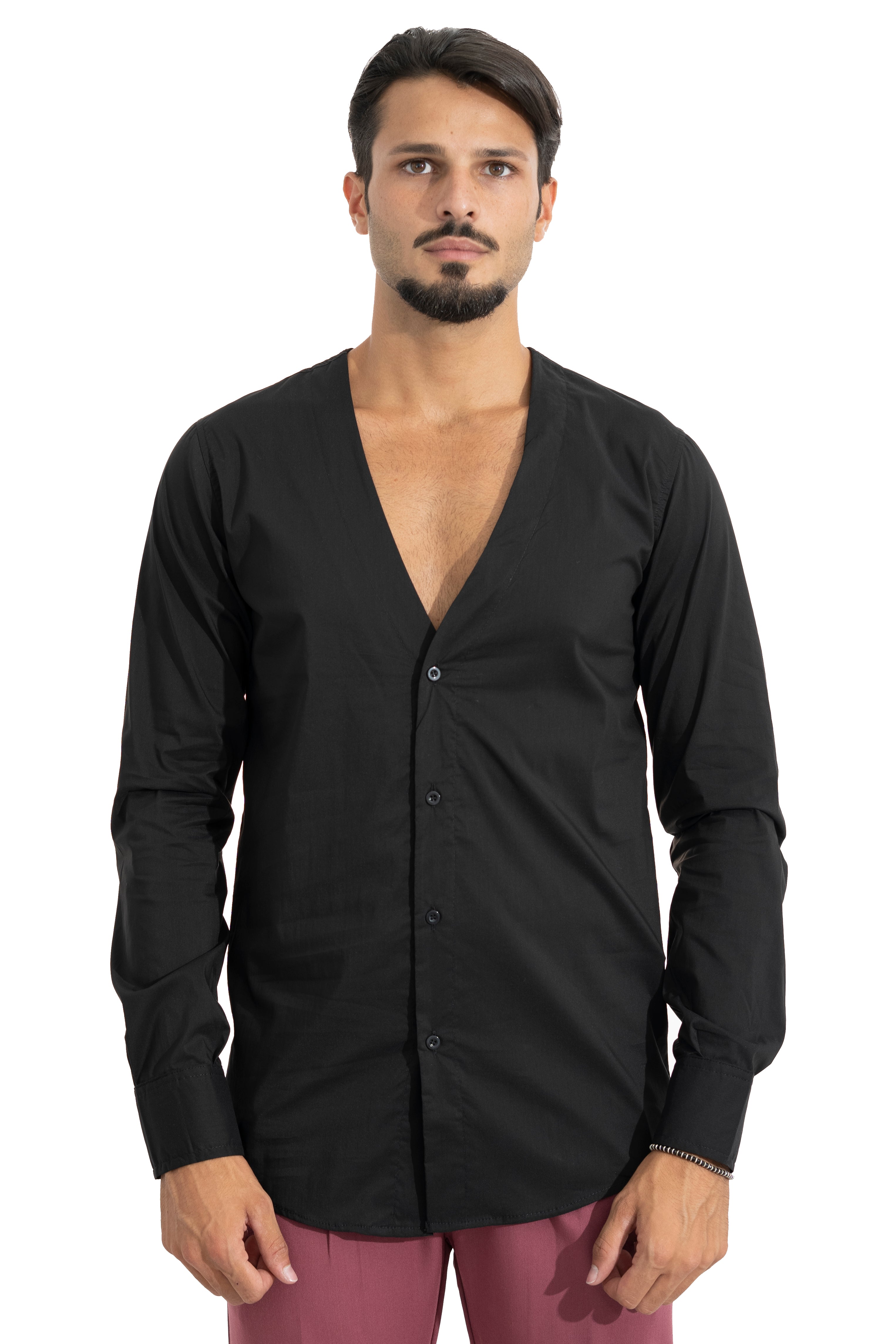 Camicia Uomo Con Scollo a ''V'' Manica Lunga Art. Cm111