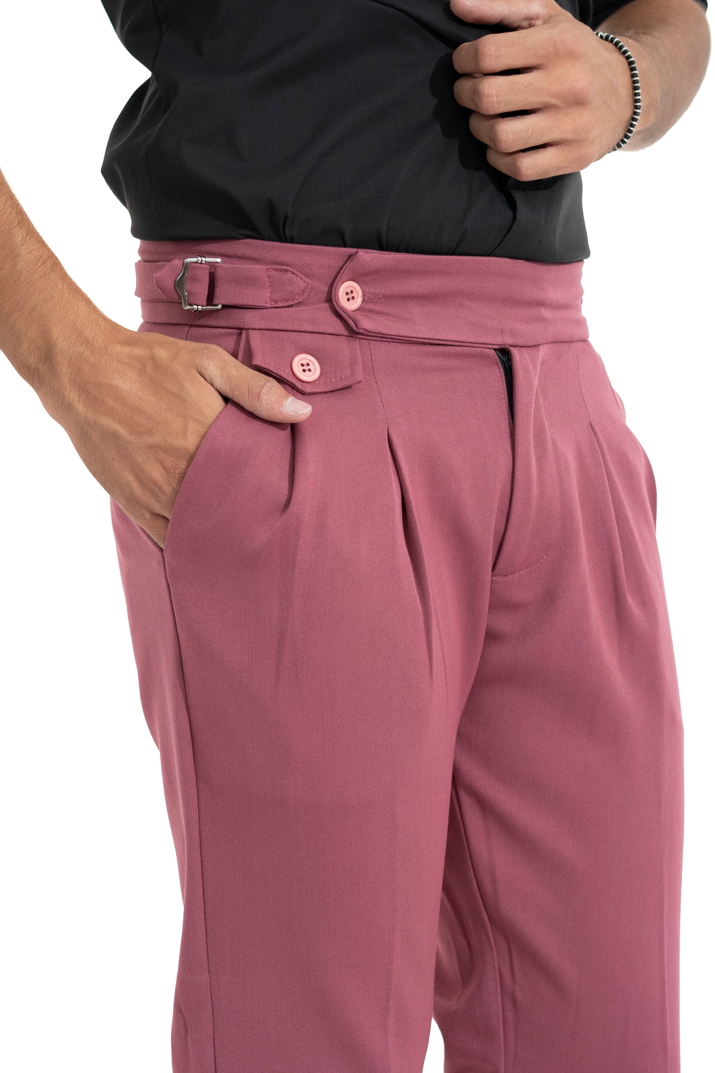 Pantalone Con Fibbie Laterali Bottone Decentrato Art. Pt99