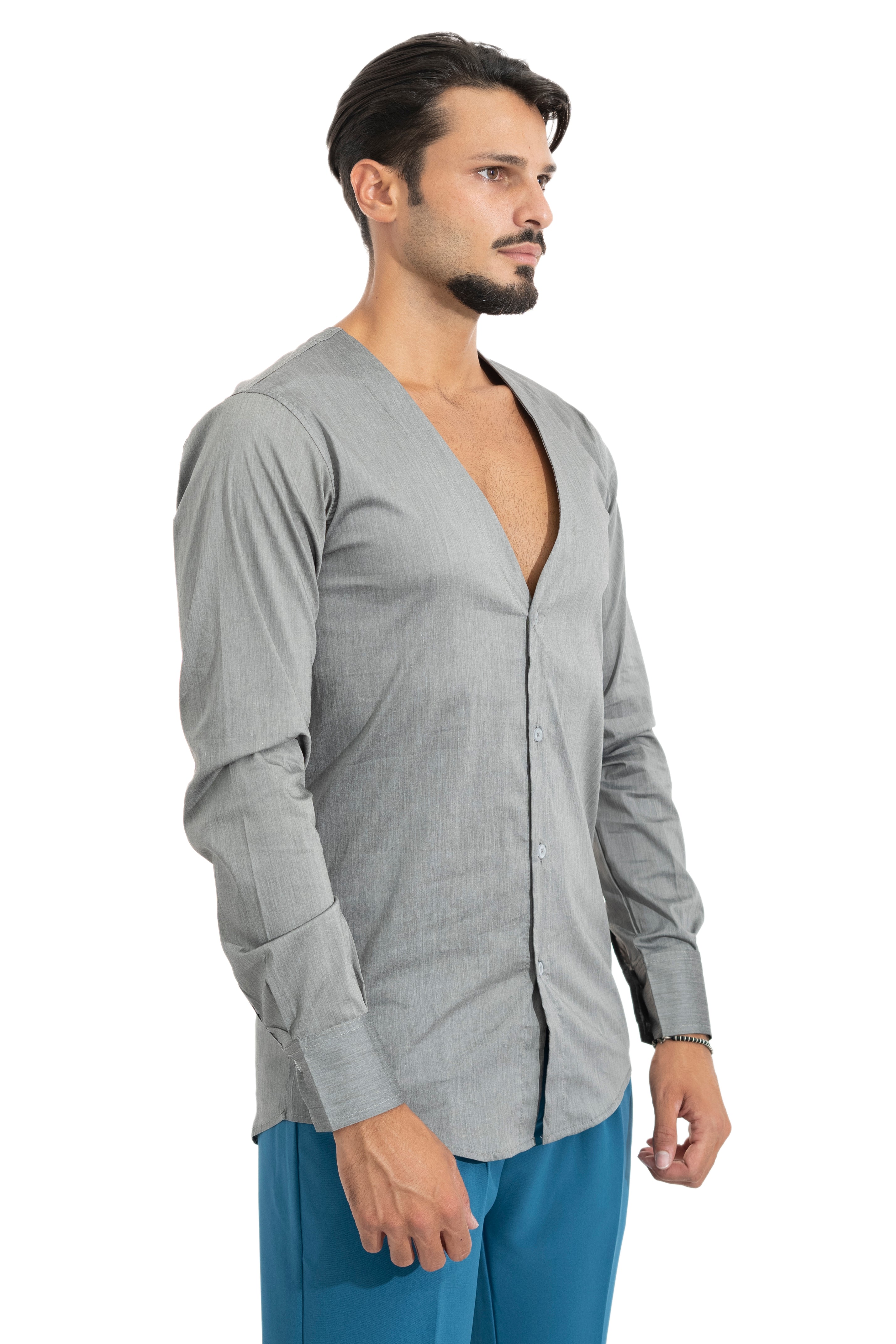 Camicia Uomo Con Scollo a ''V'' Manica Lunga Art. Cm111