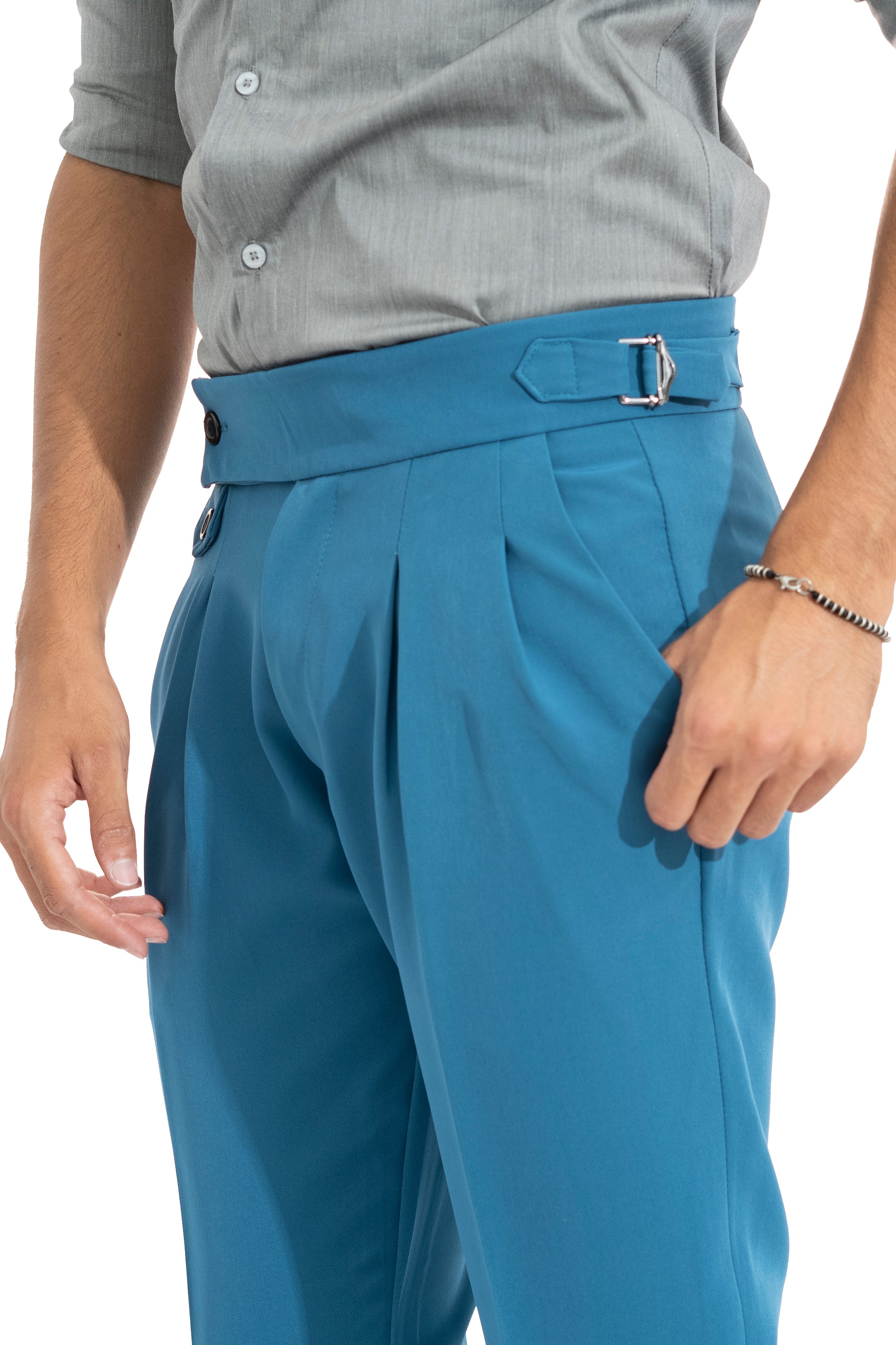 Pantalone Con Fibbie Laterali Bottone Decentrato Art. Pt99