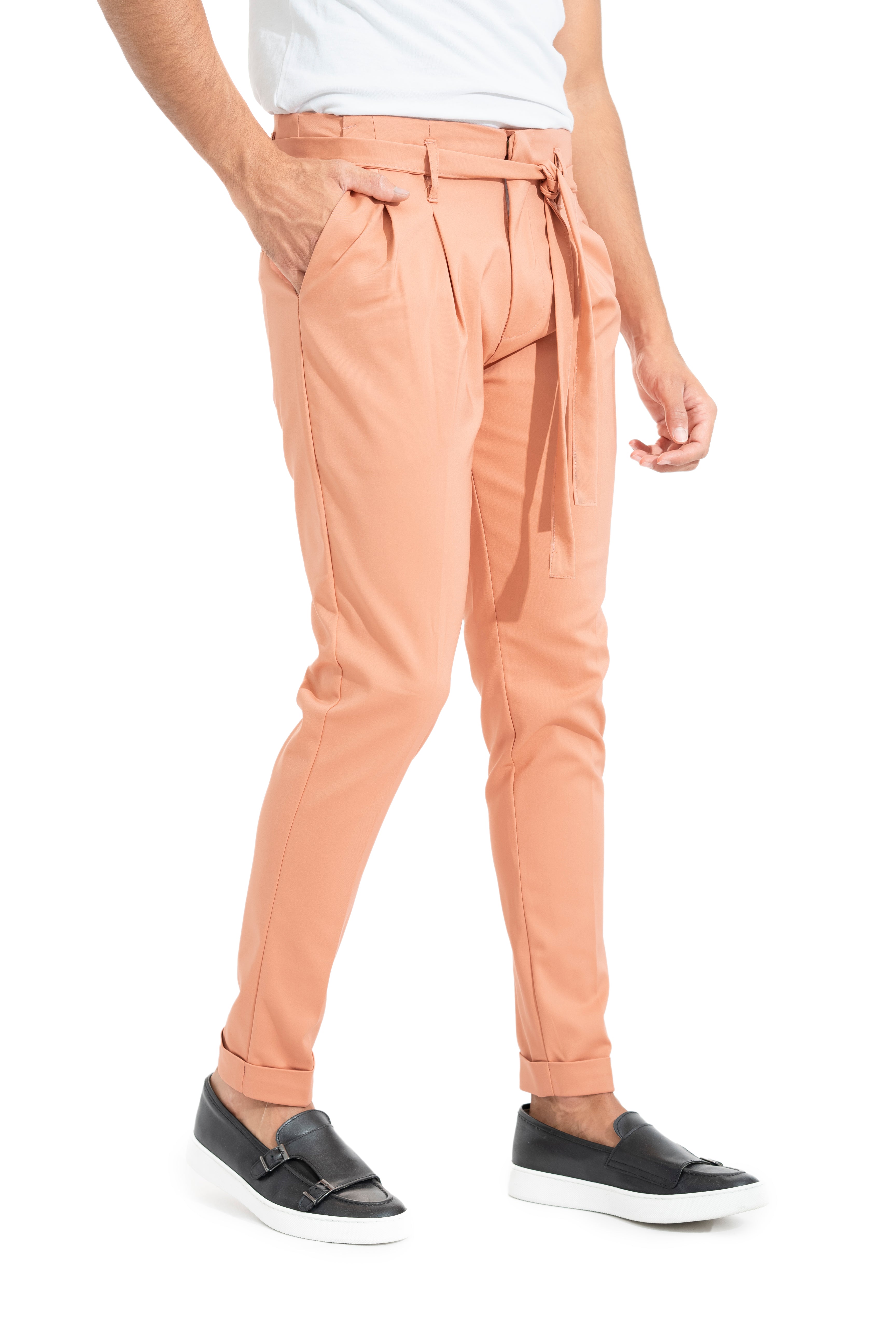 Pantalone Uomo Casual Con Pinces E Laccio In Vita Art. Pt100