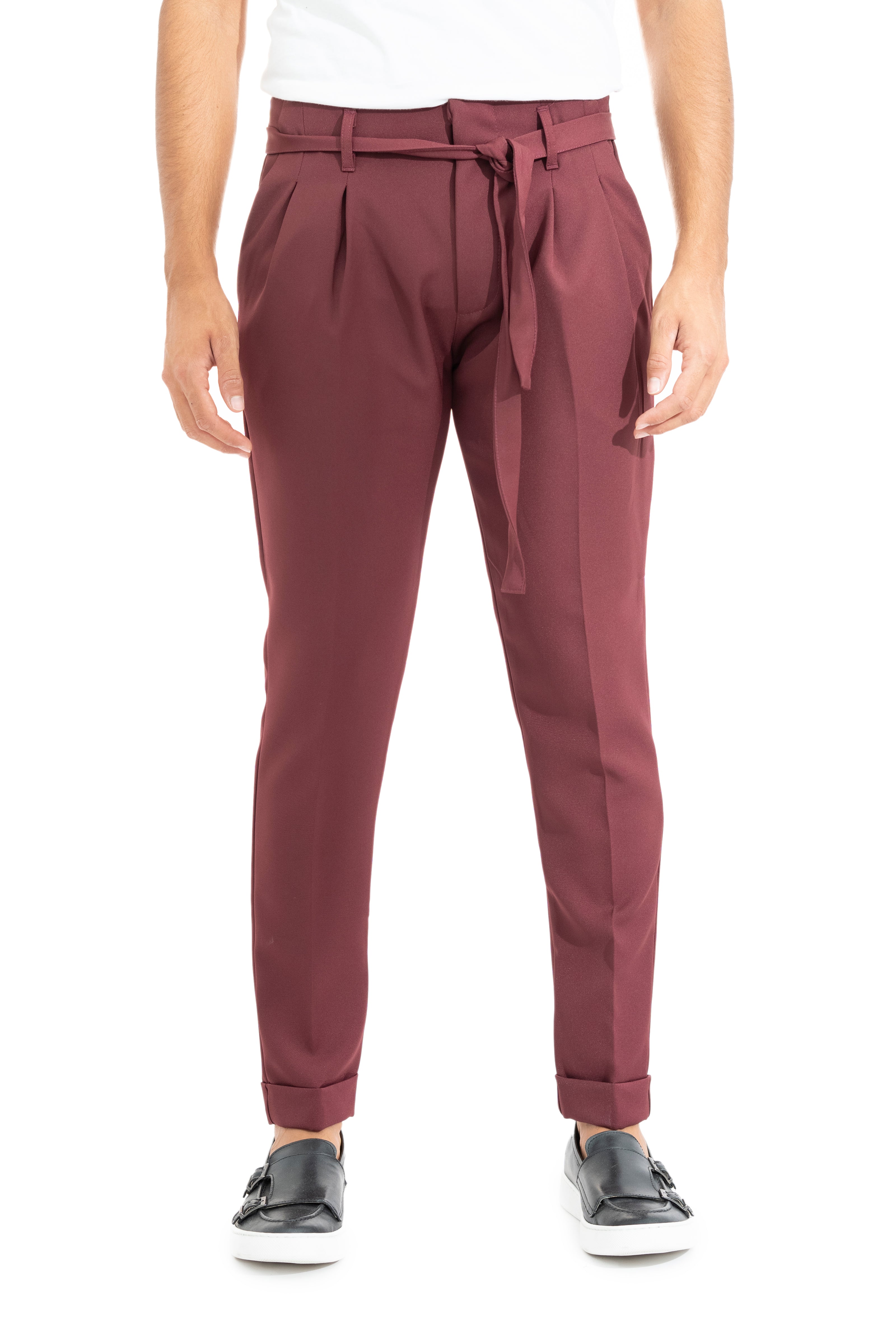 Pantalone Uomo Casual Con Pinces E Laccio In Vita Art. Pt100