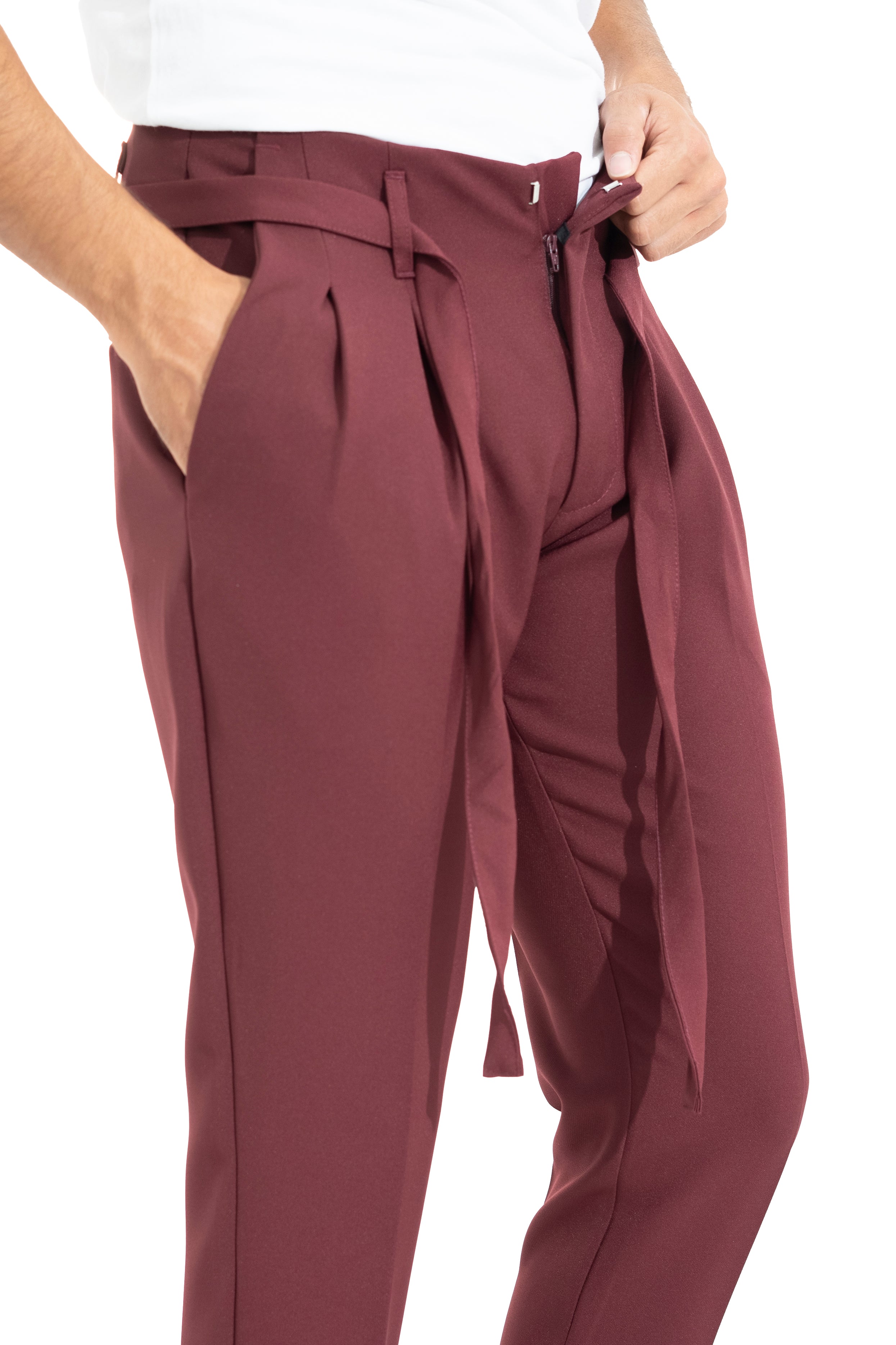 Pantalone Uomo Casual Con Pinces E Laccio In Vita Art. Pt100