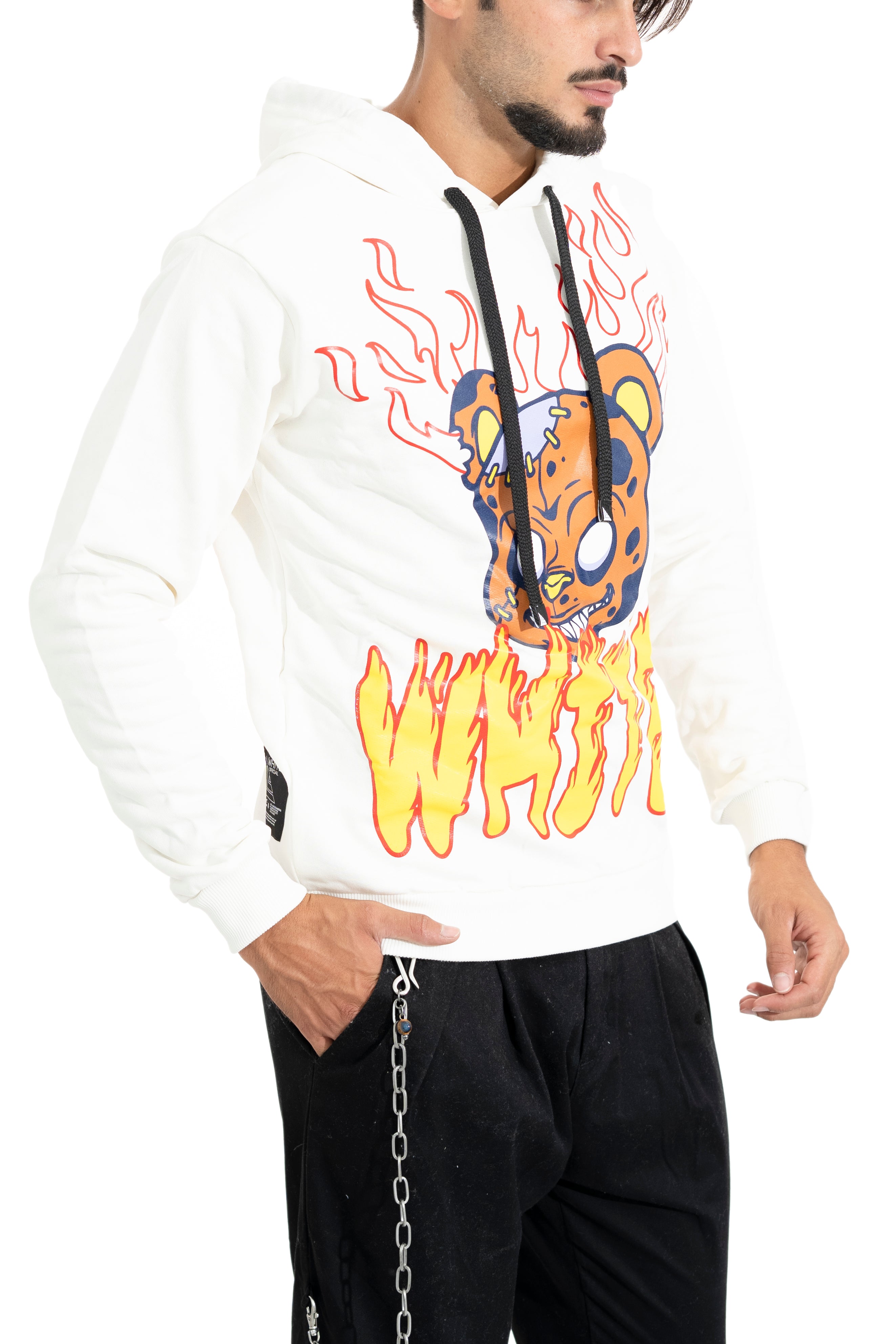 Felpa Uomo Hoodie Con Stampa Frontale e Cappuccio Art. Fe69