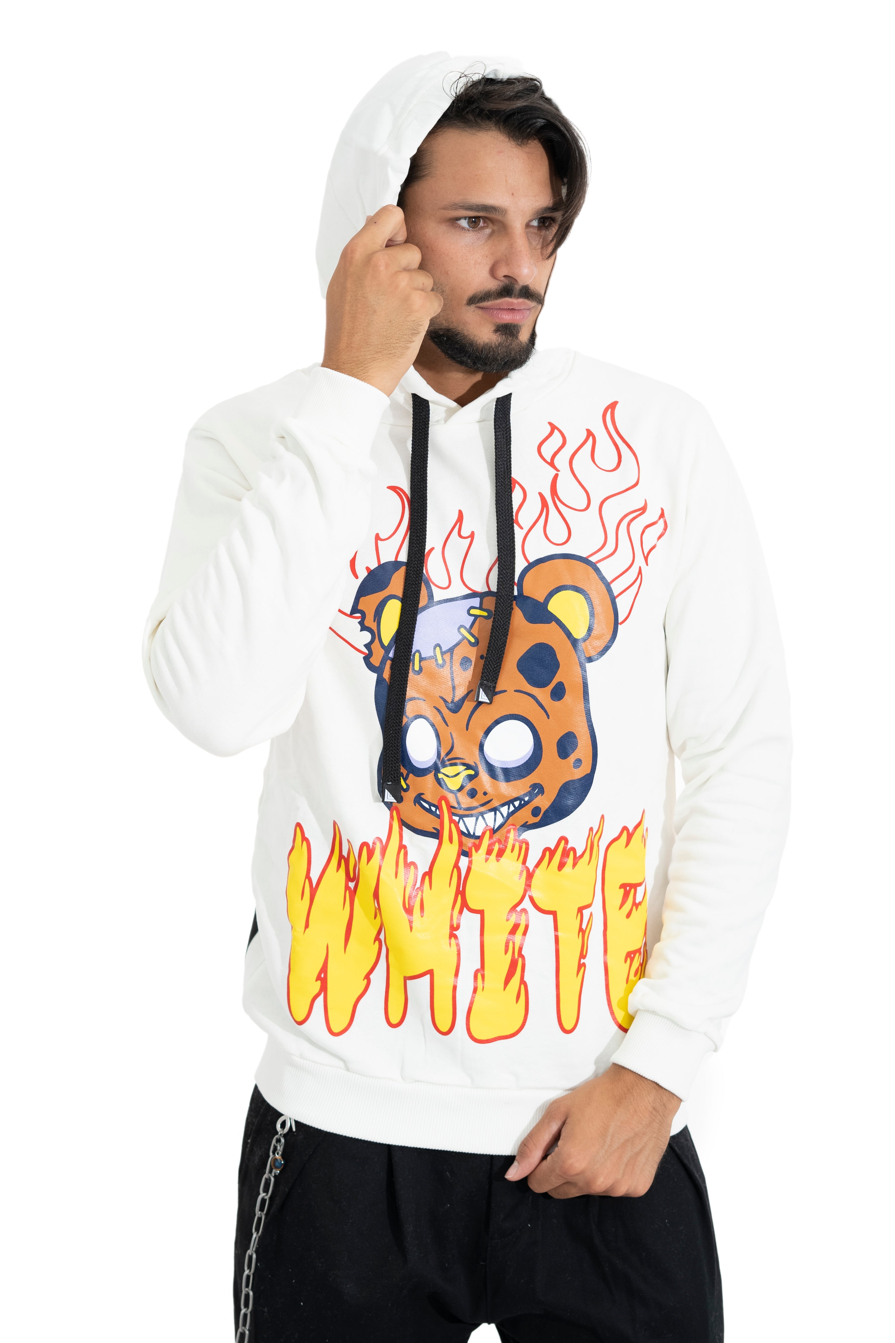 Felpa Uomo Hoodie Con Stampa Frontale e Cappuccio Art. Fe69