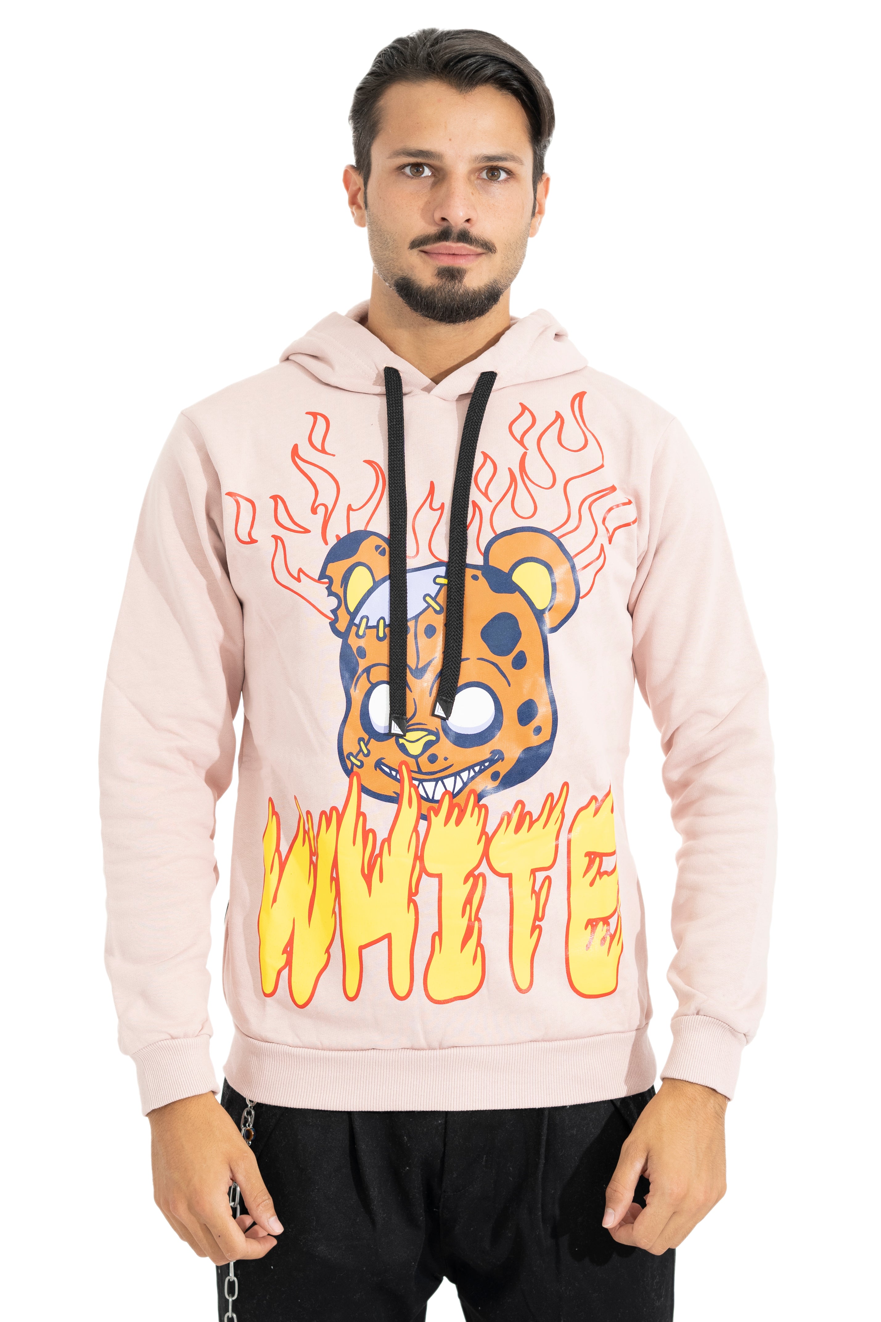 Felpa Uomo Hoodie Con Stampa Frontale e Cappuccio Art. Fe69