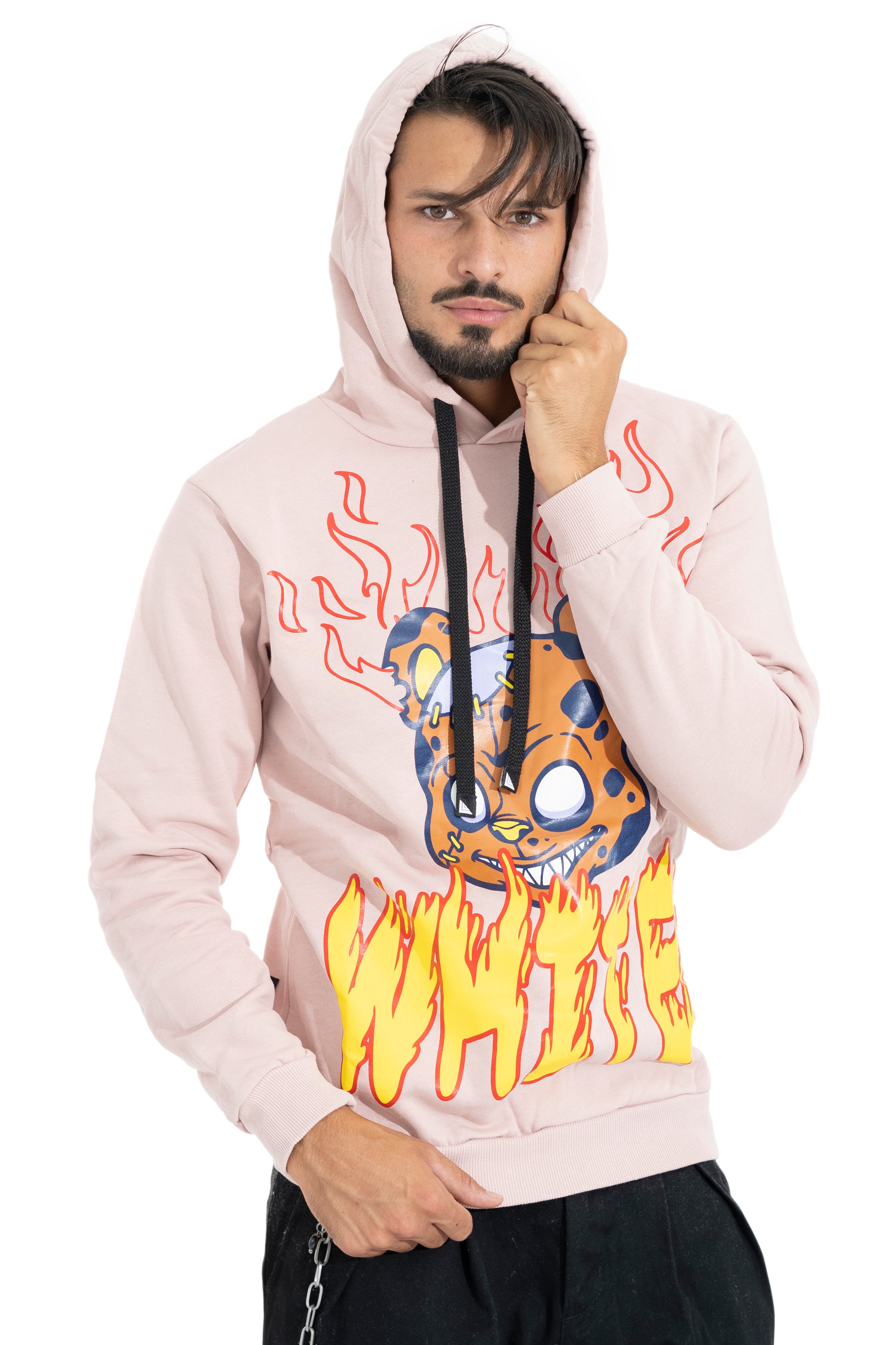 Felpa Uomo Hoodie Con Stampa Frontale e Cappuccio Art. Fe69