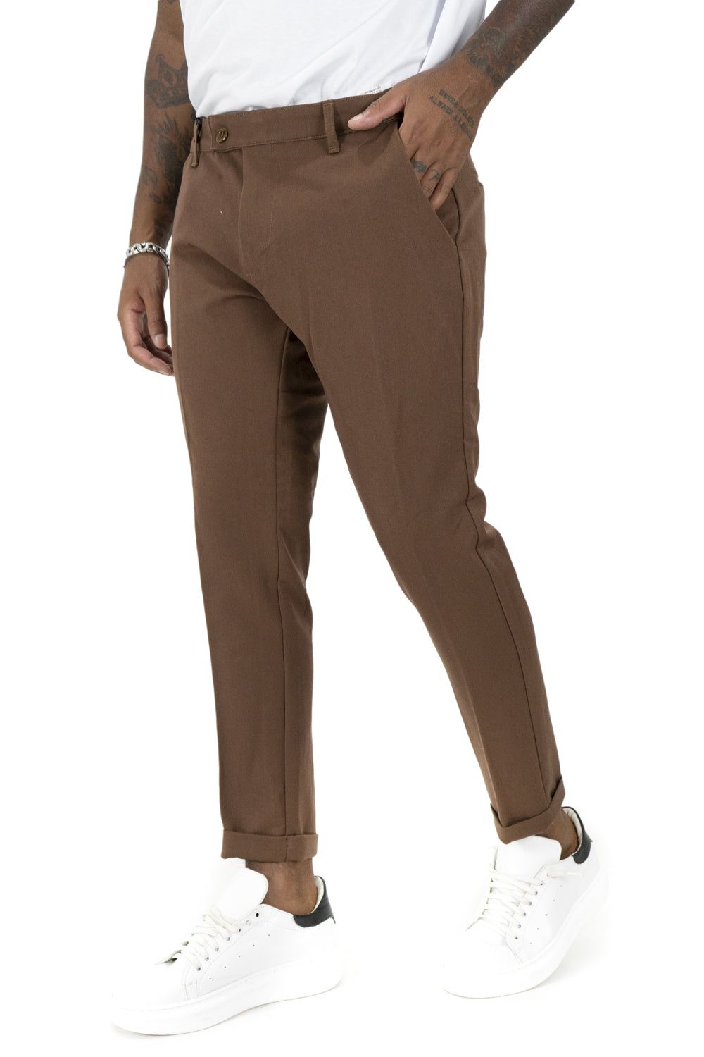 Pantalone Casual Uomo Tasca America Con Bottone Lato Art. Pt102