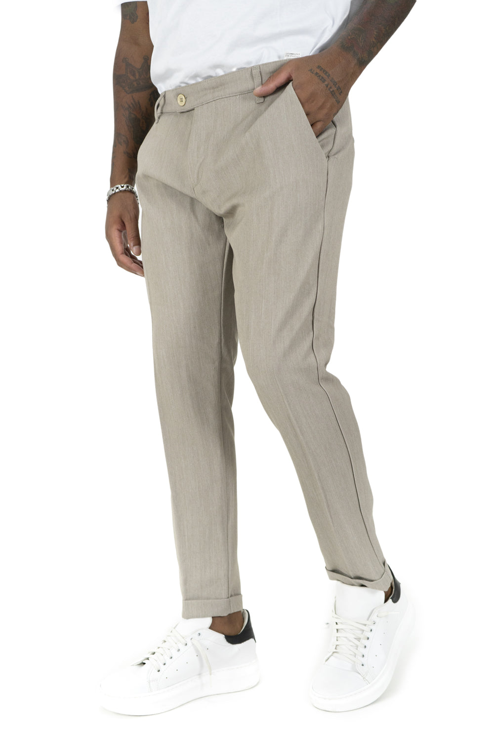 Pantalone Casual Uomo Tasca America Con Bottone Lato Art. Pt102