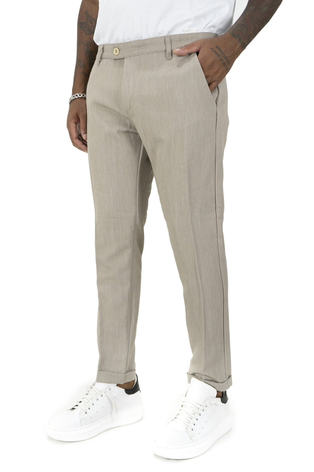 Pantalone Casual Uomo Tasca America Con Bottone Lato Art. Pt102