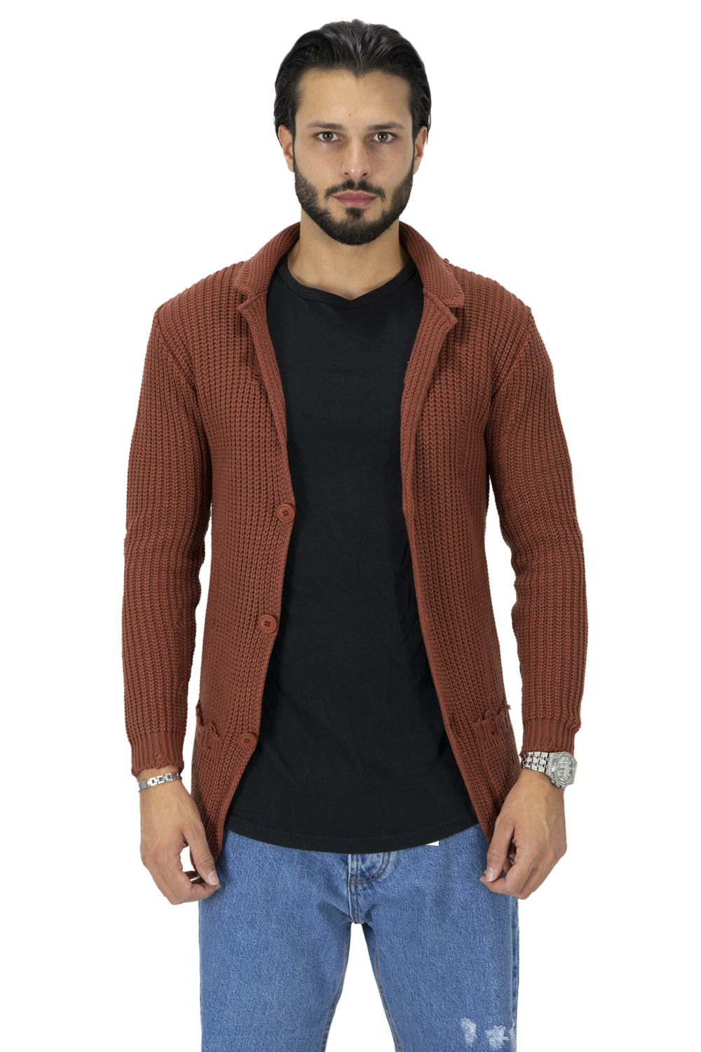 Maglione Uomo Giacca Cardigan con Rotture Art. Mg91