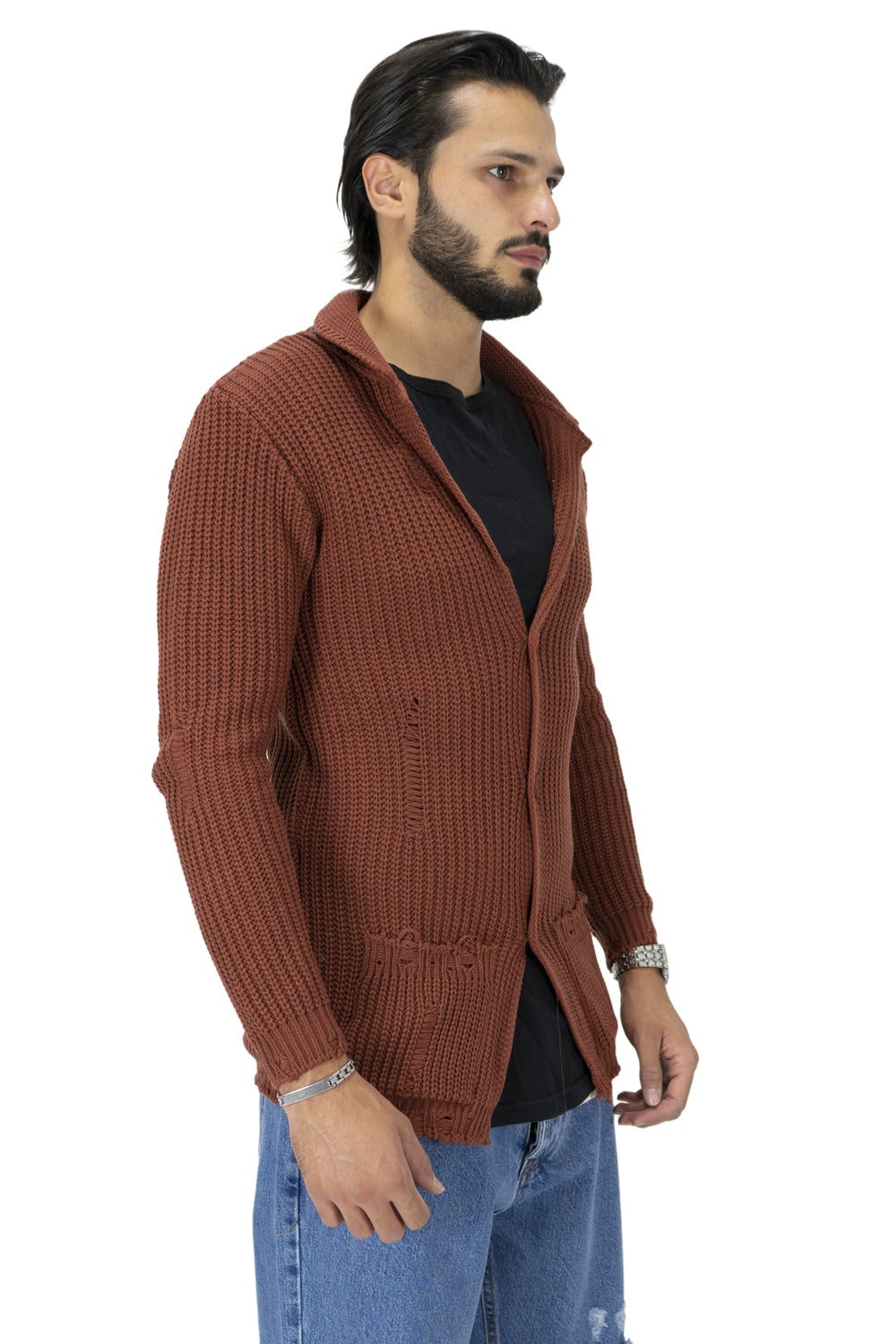 Maglione Uomo Giacca Cardigan con Rotture Art. Mg91