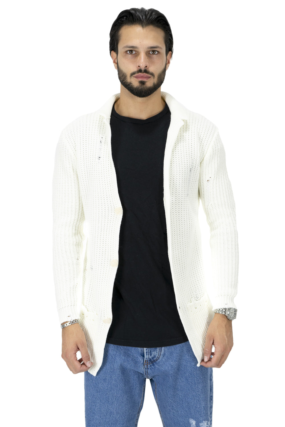 Maglione Uomo Giacca Cardigan con Rotture Art. Mg91