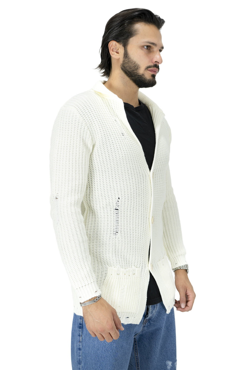 Maglione Uomo Giacca Cardigan con Rotture Art. Mg91