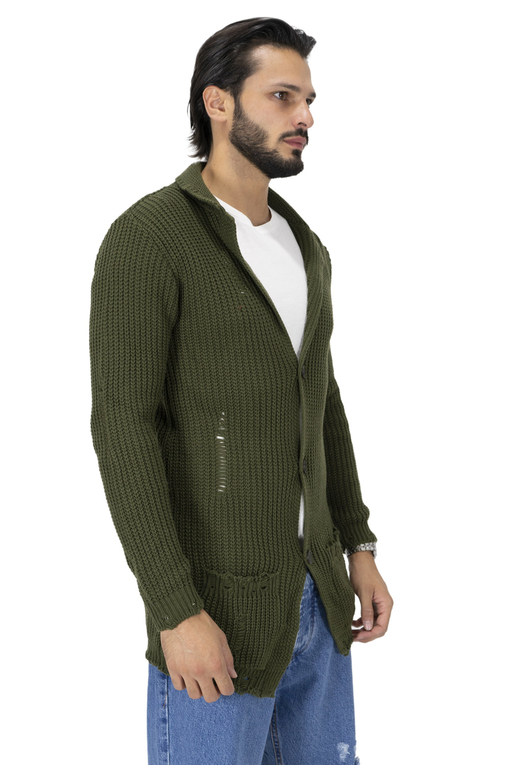 Maglione Uomo Giacca Cardigan con Rotture Art. Mg91