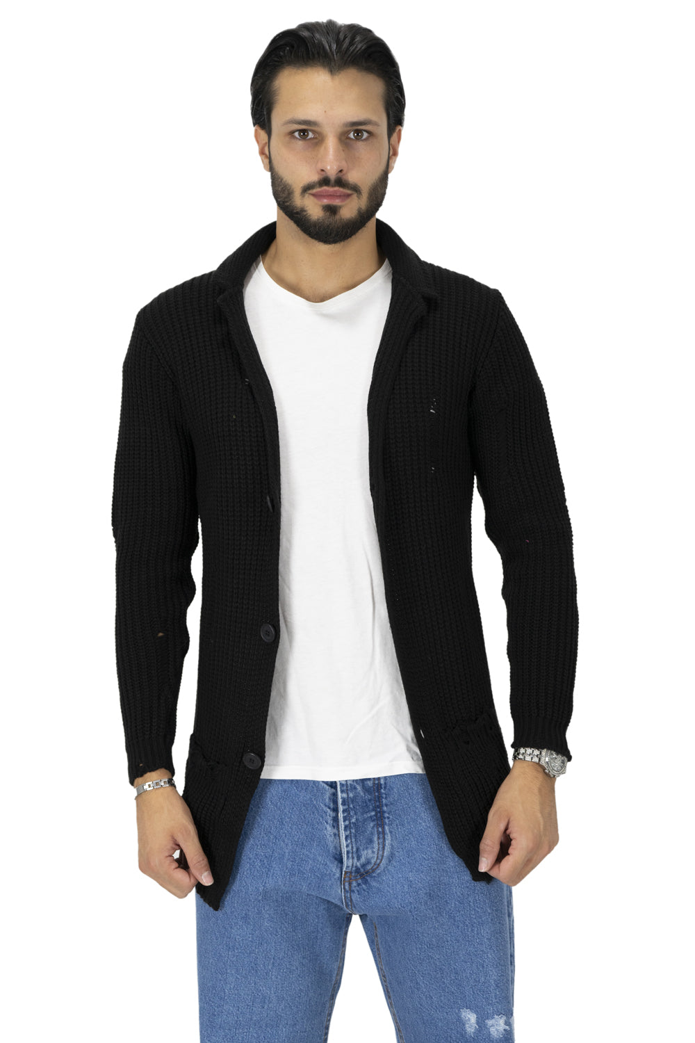 Maglione Uomo Giacca Cardigan con Rotture Art. Mg91