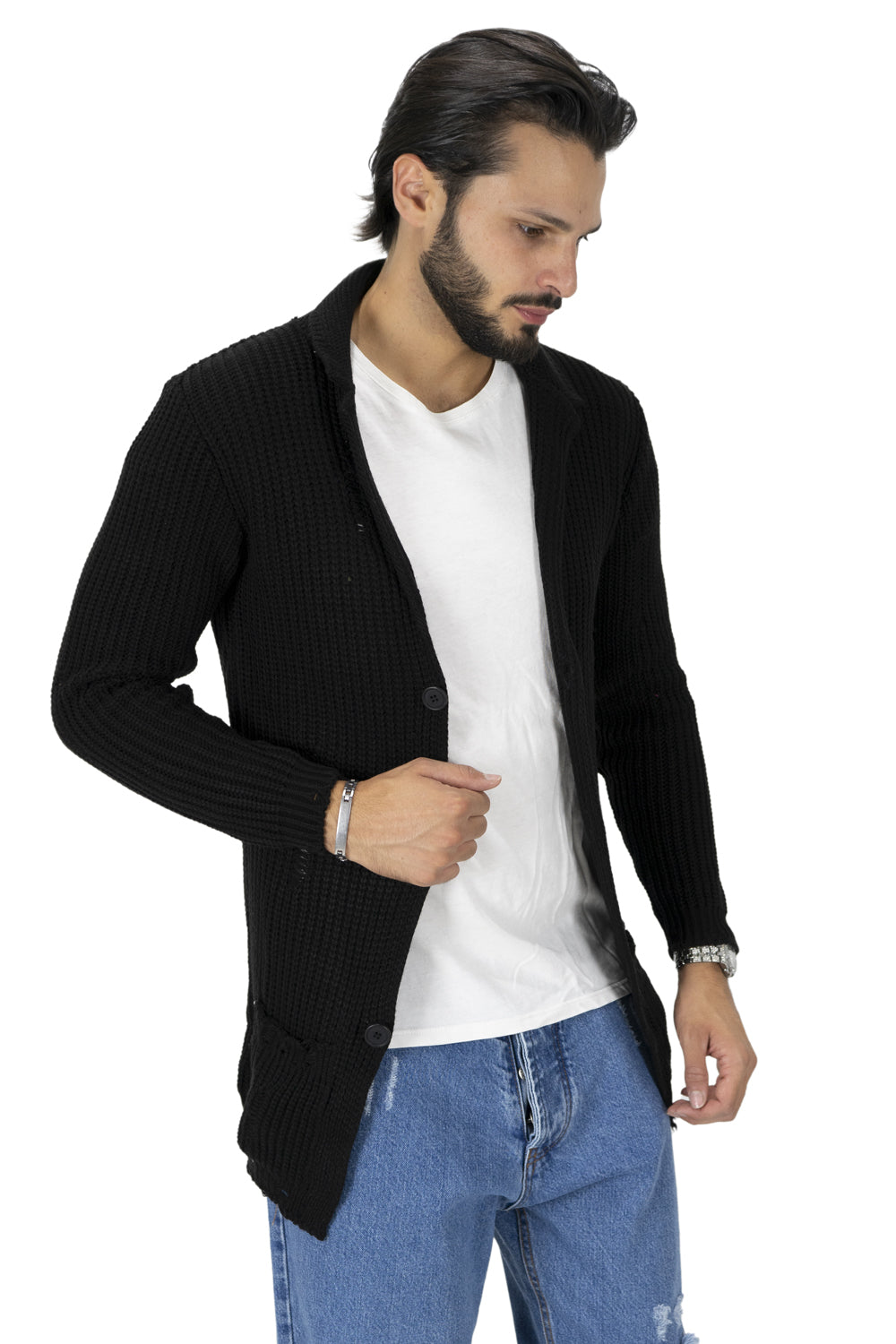 Maglione Uomo Giacca Cardigan con Rotture Art. Mg91