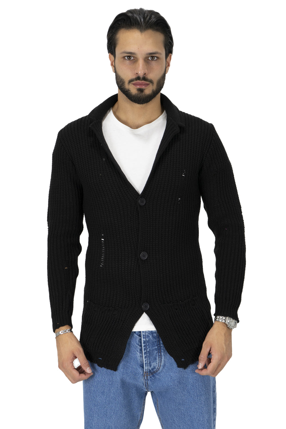 Maglione Uomo Giacca Cardigan con Rotture Art. Mg91