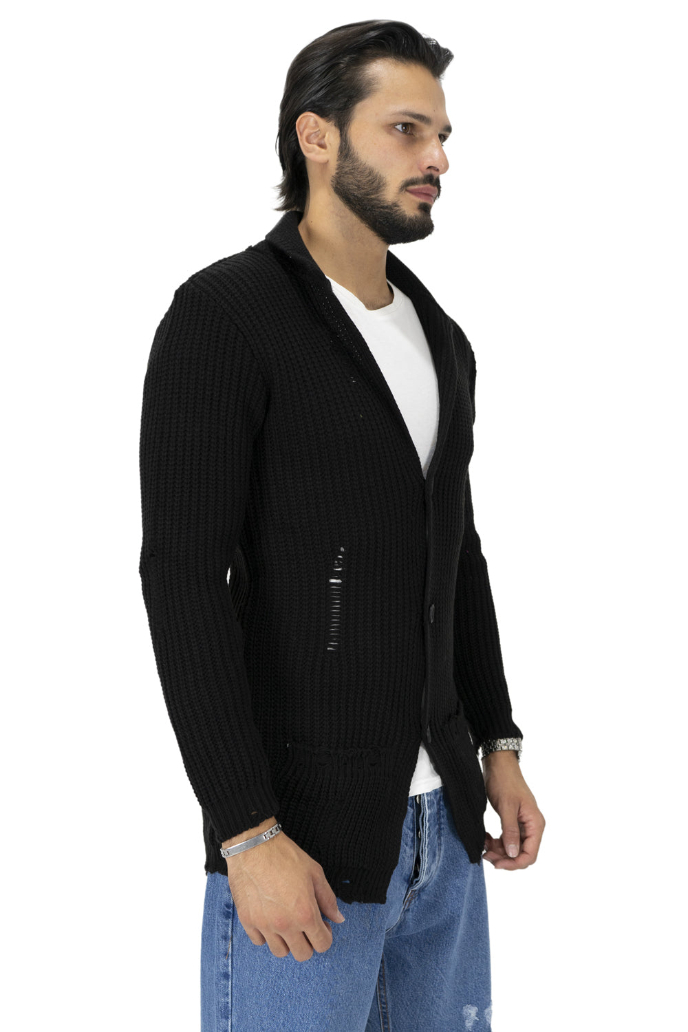 Maglione Uomo Giacca Cardigan con Rotture Art. Mg91