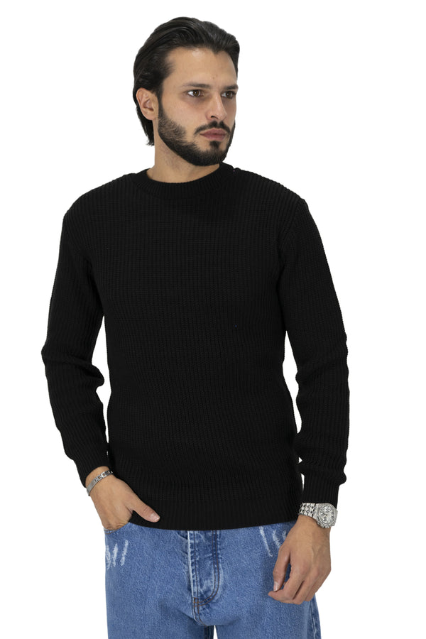 Pull de couleur unie pour homme avec texture art. MG88