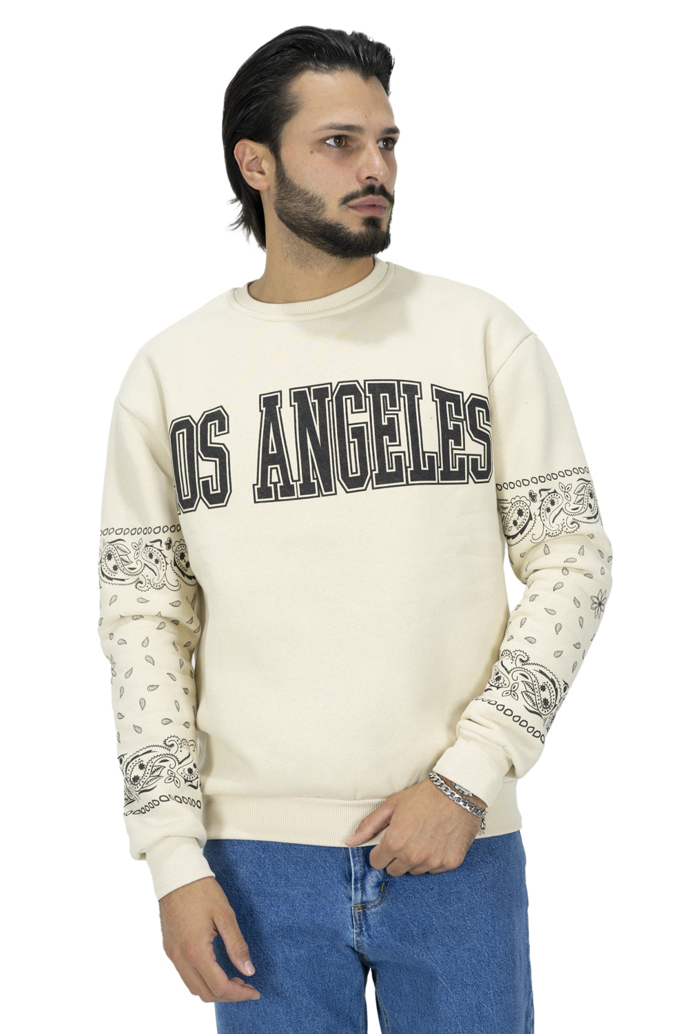 Felpa Uomo Felpata ''L.A'' Stampa Gommata Art. Fe136